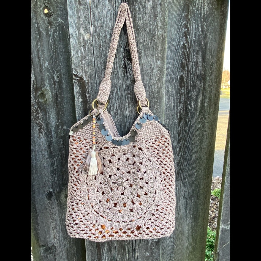 NWOT The Sal crocheted over sequins shoulder bag